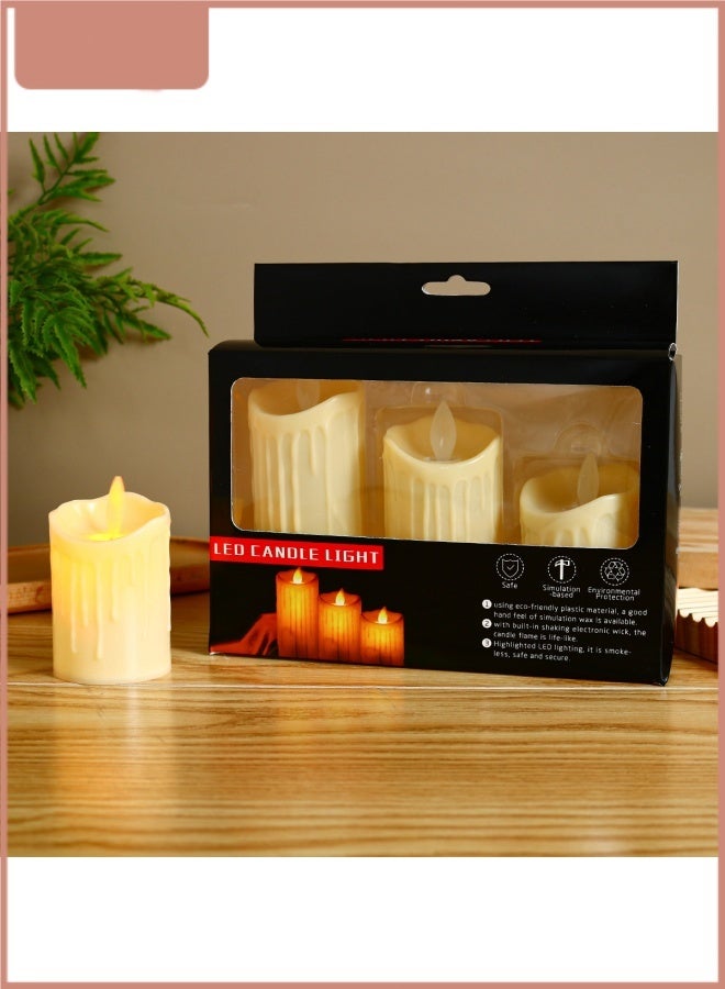 3 Pcs LED Tea Light Candles | Flameless, Smokeless & Unscented | Battery Operated Decorative Lights for Home, Mandir, Wedding, Birthday, Balcony Aniversary and Indoor/Outdoor Decoration - Image 1