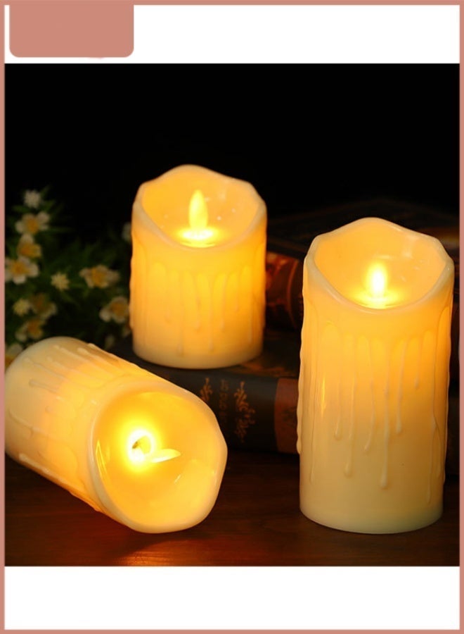3 Pcs LED Tea Light Candles | Flameless, Smokeless & Unscented | Battery Operated Decorative Lights for Home, Mandir, Wedding, Birthday, Balcony Aniversary and Indoor/Outdoor Decoration - Image 4