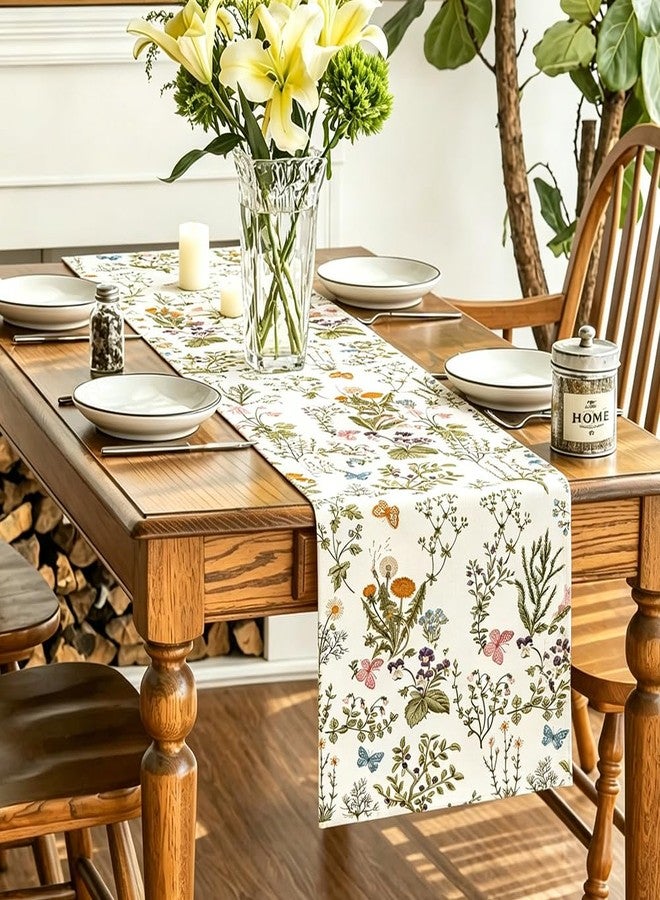 RABUSOFA Wildflowers Floral Summer Table Runner,Seasonal Spring Kitchen Dining Table Summer Decorations for Home Party Decor 13x90 Inch - Image 2