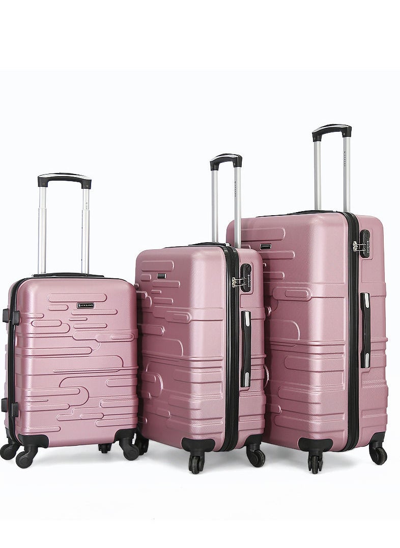 GIORDANO 3-Piece ABS Hardside Spinner Iron Rod Luggage Trolley Set With TSA Lock 20/24/28 Inch Pink  - Image 1
