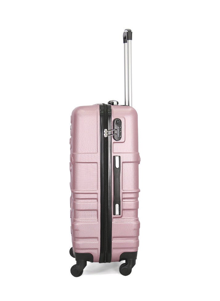 GIORDANO 3-Piece ABS Hardside Spinner Iron Rod Luggage Trolley Set With TSA Lock 20/24/28 Inch Pink  - Image 3