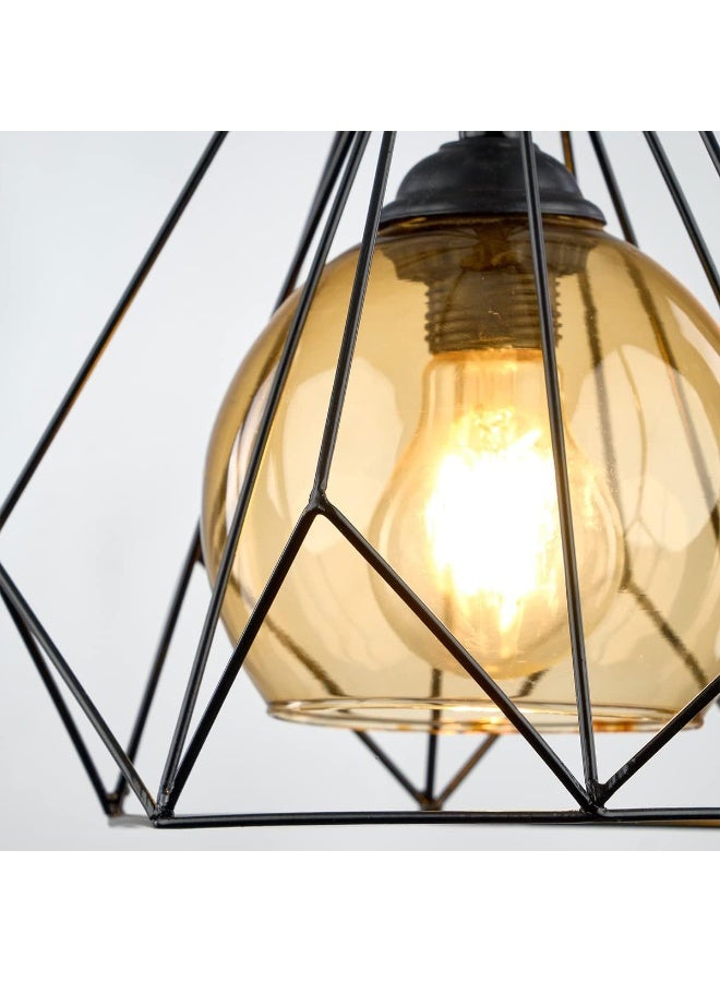 Diamond Ceiling Pendant - Inner Glass with Metal Frame - Unique Lighting for Indoor Spaces -  - Image 1