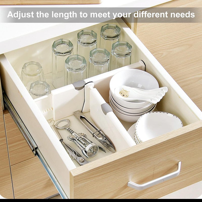 SENENQU 4 Pack Adjustable Drawer Dividers 4" High, 15"-21" Expandable Drawer Organizer, Extendable Drawer Separators with Foam Edges for Kitchen Bedroom Drawer Storage - Image 4
