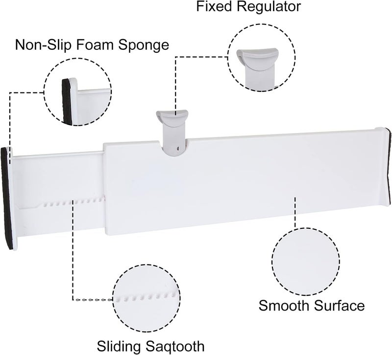 SENENQU 4 Pack Adjustable Drawer Dividers 4" High, 15"-21" Expandable Drawer Organizer, Extendable Drawer Separators with Foam Edges for Kitchen Bedroom Drawer Storage - Image 3