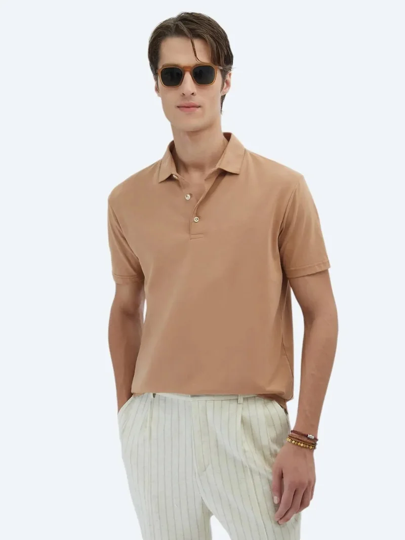 Kip Mink Plain Polo Neck 100% Cotton T-Shirt