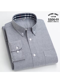 Generic Mens Solid Color Plaid Long Sleeve Shirt Casual Business Top Oxford Cloth Pure Cotton SS06-18  - Image 2