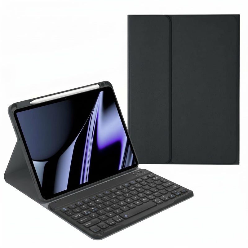AnMengXinLing Keyboard Case for iPad Air 11 inch 2025M32024M2 Air 5 2022Air 4 2020 with Pencil Holder Magnetically Detachable Bluetooth Keyboard Balck - Image 2