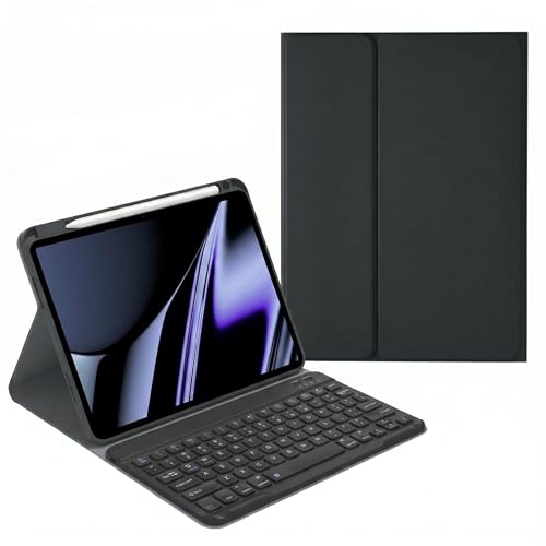 AnMengXinLing Keyboard Case for iPad Air 11 inch 2025M32024M2 Air 5 2022Air 4 2020 with Pencil Holder Magnetically Detachable Bluetooth Keyboard Balck - Image 1