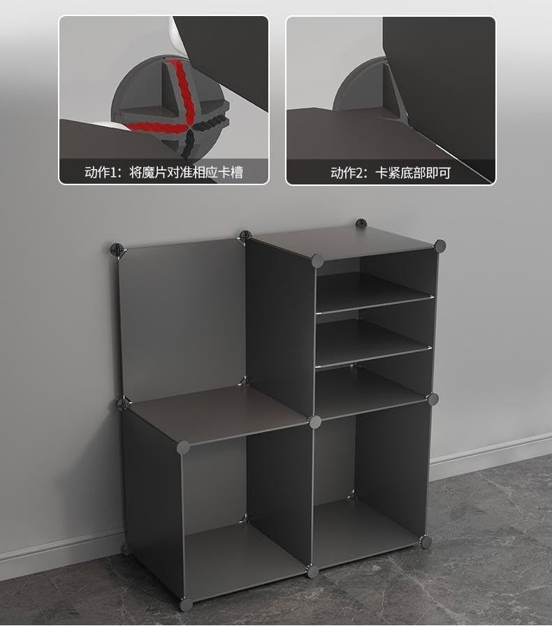 KEEKOS Portable Shoe Rack for Home Plastic with Door,Adjustable Plastic Shoe Rack for Bedroom/Outdoor Waterproof, Shoe Storage Organizer,with Shelves Kitchen Runner Rug (Deep Grey, 18-Layer) - Image 5