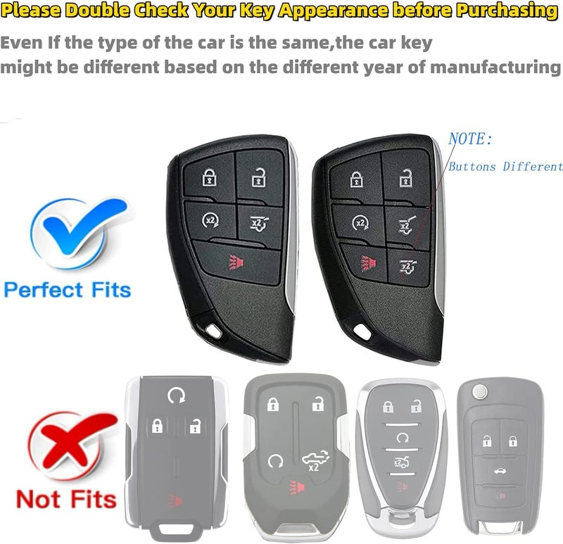 RFSRZ غطاء مفتاح RFSRZ ذكي لحامل المفاتيح لسيارات GMC Yukon 2021-2022، Chevy Suburban، Tahoe، وإكسسوارات Buick (أسود) - Image 2