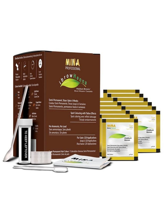 MinaiBrow Mina Ibrow Henna Hair Color Refill Pack Medium Brown|Natural Spot Coloring And Professional Hair Tinting Powder Water And Smudge Proof | No Ammonia No Lead With 100% Gray Converge - Image 1