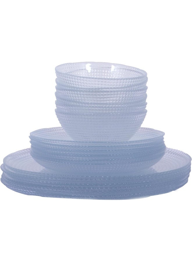 زينيا طقم عشاء زجاجي 18 قطعة 6 طبق رئيسي 6 طبق حساء 6 طبق حلوى زجاج شفاف بتصميم عصري. - Image 2