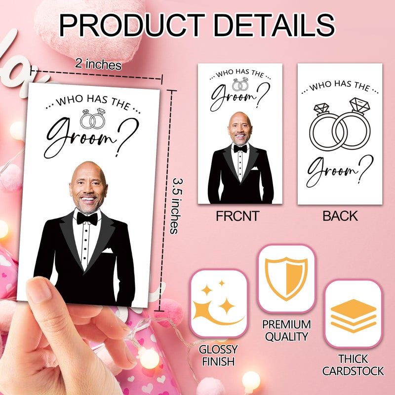 AWSICE Who Has The Groom Bridal Shower Games, 41Pcs Simple Diamond Ring Scratch Off Cards, 3.5"x 2.1" Bachelorette Party Favor Decor, Engagement Party Ideas Activities-A09 - Image 2