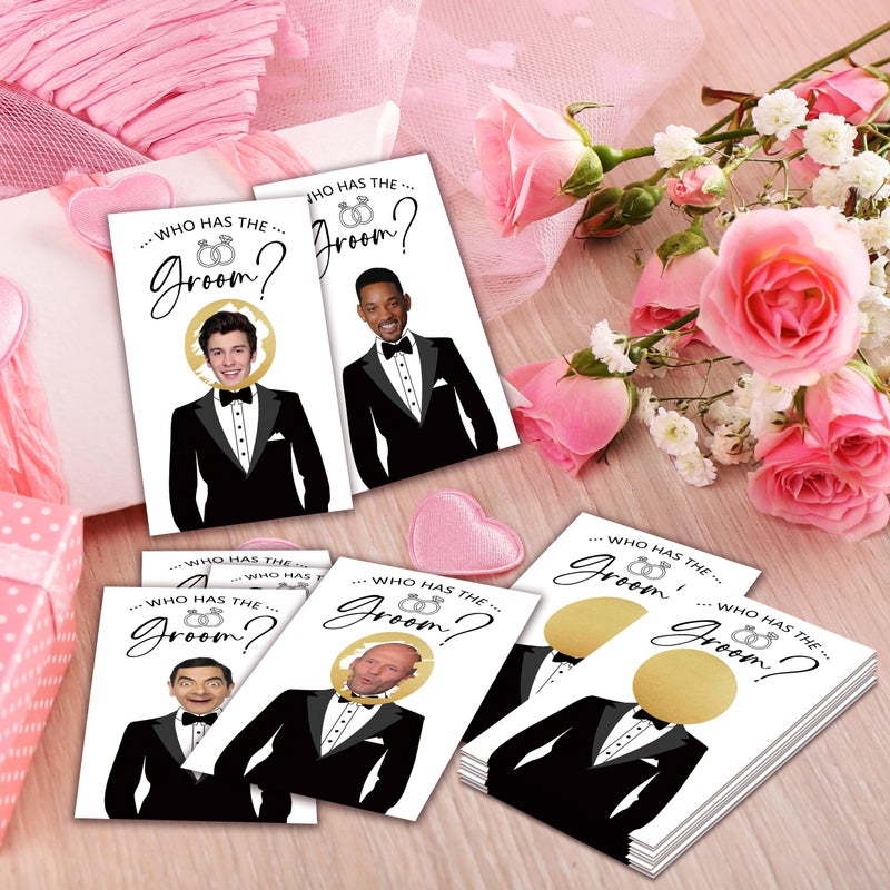AWSICE Who Has The Groom Bridal Shower Games, 41Pcs Simple Diamond Ring Scratch Off Cards, 3.5"x 2.1" Bachelorette Party Favor Decor, Engagement Party Ideas Activities-A09 - Image 4