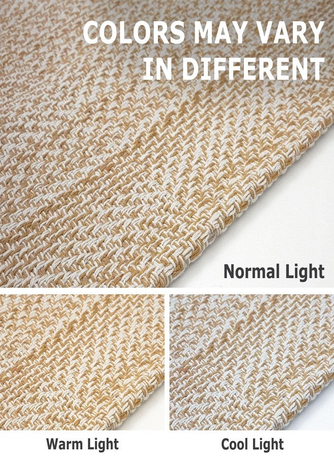 IOHOUZE Washable Area Rug 5x7 Non Slip Rubber Backed Rugs for Living Room, Dining Room Rugs Bedroom Rug, Woven Indoor Floor Carpet for Living Room Nursery, Warm Beige/Orange/Apricot - Image 3