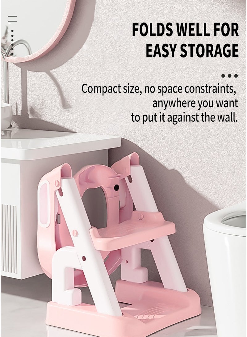 Adjustable ladder for children's bedpan, baby toilet, baby toilet training folding seat, comfortable seat belt with splash guard toilet seat - Image 4