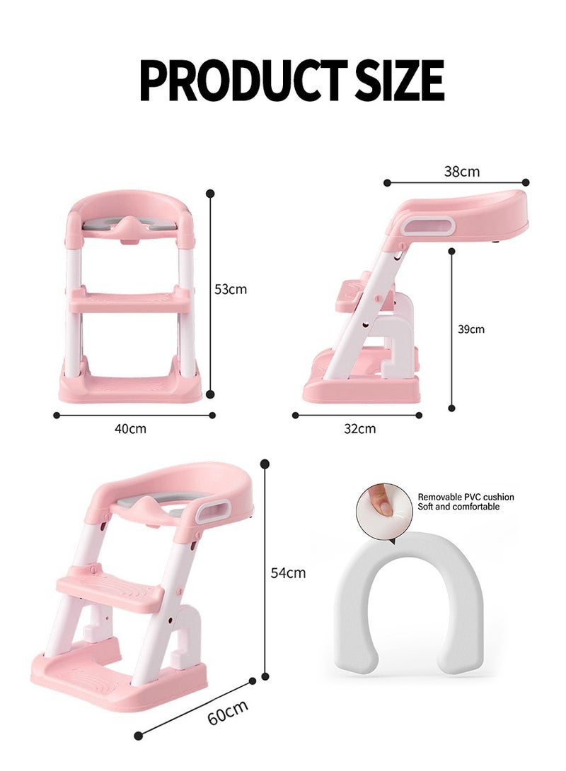Adjustable ladder for children's bedpan, baby toilet, baby toilet training folding seat, comfortable seat belt with splash guard toilet seat - Image 2
