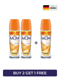 MUM Deodorant Roll-on - Peach, 48-Hrs Protection, Quick Drying Formula For All Skin Type, Pack of 3, 75ml Each  - Image 1