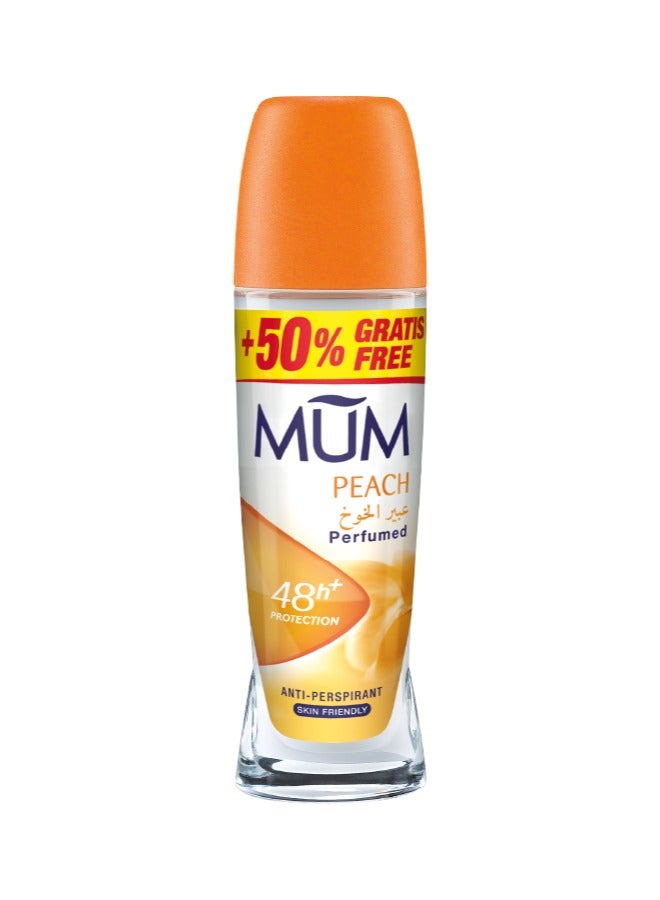 MUM Deodorant Roll-On Peach, 48H Protection, Quick Drying Formula, For All Skin Types, Pack of 3, 75ml Each - Image 2