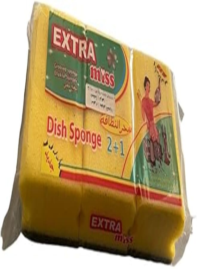 Miss Grooved Dish Cleaning Sponge 3-Piece Pack, Green