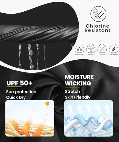 HODOSPORTS Women's 5'' Swim Shorts UPF 50+ High Waisted Board Shorts with Pockets Liner Quick Dry Swimsuit Bottoms Black XXL - Image 5