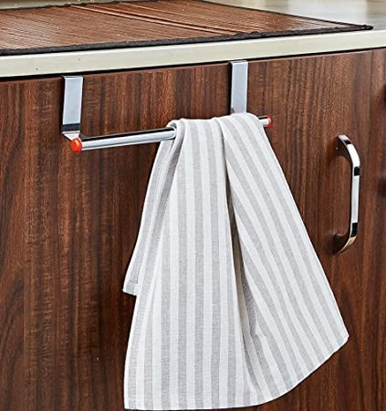 Filox Stainless Steel Bathroom Hanger | Towel Holder for Bathroom & Kitchen | Cabinet Door Mount Hook Hanger | Rust-Free Door Hanging Towel Rod - Image 2