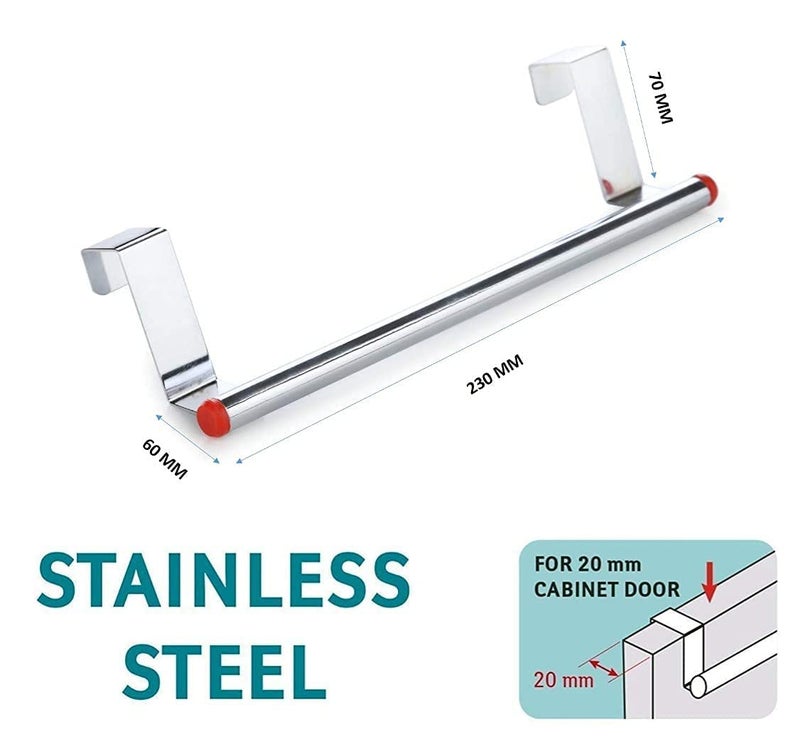 Filox Stainless Steel Bathroom Hanger | Towel Holder for Bathroom & Kitchen | Cabinet Door Mount Hook Hanger | Rust-Free Door Hanging Towel Rod - Image 4