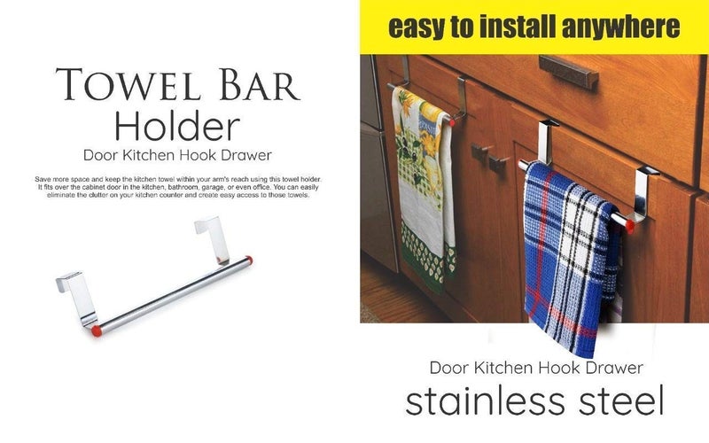 Filox Stainless Steel Bathroom Hanger | Towel Holder for Bathroom & Kitchen | Cabinet Door Mount Hook Hanger | Rust-Free Door Hanging Towel Rod - Image 5