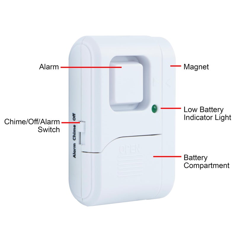 GE Personal Security Window and Door Alarm, 4 Pack, DIY Protection, Burglar Alert, Wireless Chime/Alarm, Easy Installation, Home Security, Ideal for Home, Garage, Apartment and More, White, 45174 - Image 3