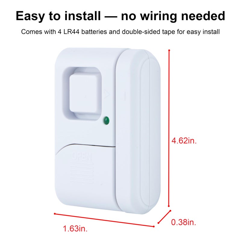 GE Personal Security Window and Door Alarm, 4 Pack, DIY Protection, Burglar Alert, Wireless Chime/Alarm, Easy Installation, Home Security, Ideal for Home, Garage, Apartment and More, White, 45174 - Image 2
