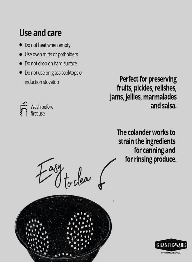 Granite Ware Colander - Durable Stainless Steel Kitchen Colander with Large Holes for Efficient Drainage, Basic Kitchen Tools - Lightweight & Versatile for Pasta, Fruits, Vegetables (Speckled Black) - Image 5