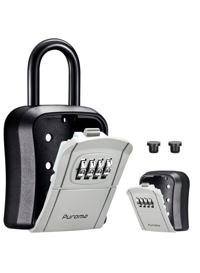 Puroma Puroma Portable Combination Lock Box - Wall-Mounted Key Storage for House, Office, Apartment - Resettable Code Safe Security Box With Spare Key Storage (1 Pack, Gray)  - Image 1