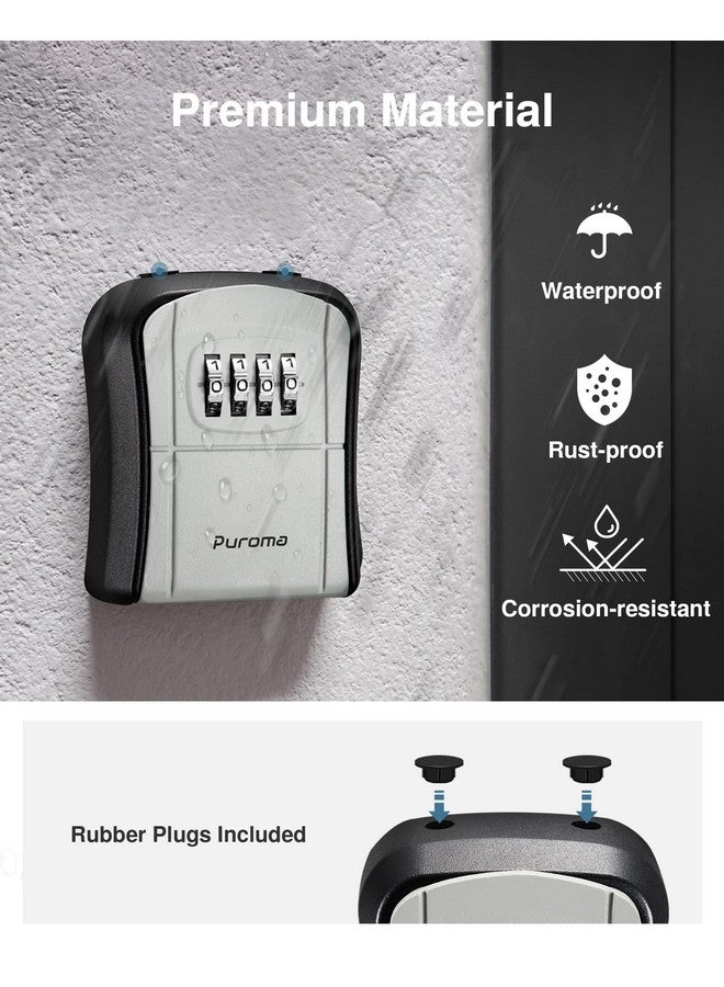 Puroma Puroma Portable Combination Lock Box - Wall-Mounted Key Storage for House, Office, Apartment - Resettable Code Safe Security Box With Spare Key Storage (1 Pack, Gray)  - Image 5