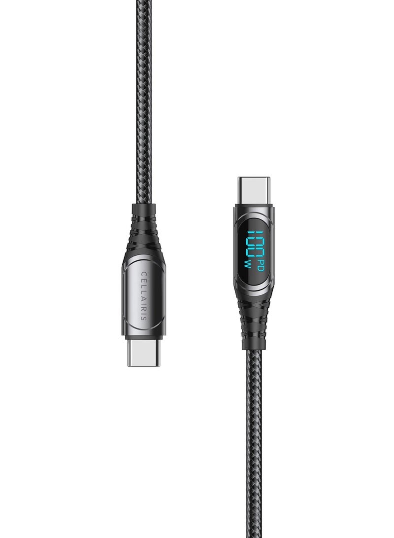 Cellairis Premium Nylon LED Cable PD 100W Type C To Type C 1.2M for iPhone 15 Pro Max /15 Pro /15 Plus/15, iPad mini 6, MacBook Pro/Air, iPad Pro and Android Phones - Image 3