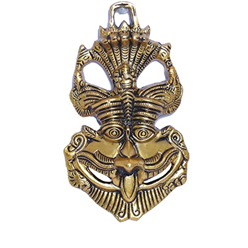 Kridaykraft Metal Feng Shui Vastu Showpiece Nazar Battu with Naag Ganesha Suraksha Kawach Mask for Evil Eye Protection for Home, Office Wall & Door Hanging (Gold, Medium) - 9.5 Cm - Image 4