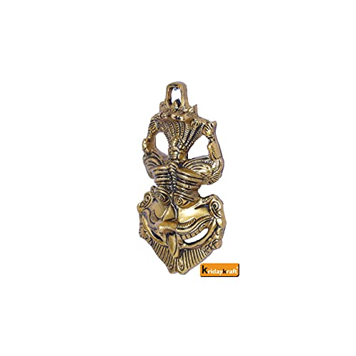 Kridaykraft Metal Feng Shui Vastu Showpiece Nazar Battu with Naag Ganesha Suraksha Kawach Mask for Evil Eye Protection for Home, Office Wall & Door Hanging (Gold, Medium) - 9.5 Cm - Image 5