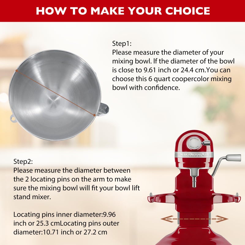 CHUDODO Stainless Steel Mixer Bowl, Compatible with KitchenAid Series 5.5-6 QT Lift Stand Mixer, Suitable for KV25, KV25, KP26, KB26, Dishwasher Safe, Ergonomic Handle, Heavy Duty, No Residue - Image 5