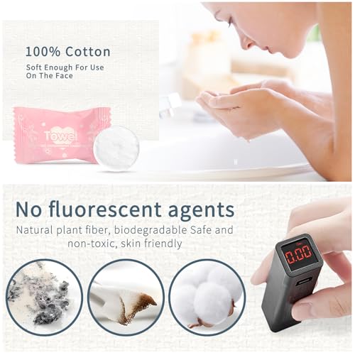 Classycoo Compressed Towel 100 PCS Mini Tablets Disposable Portable Face Towel Cotton Coin Tissue for Travel, Camping, Hiking, Sport,Beauty,Home Hand Wipes, Outdoor Activities (Rose Pink, Thick) - Image 3