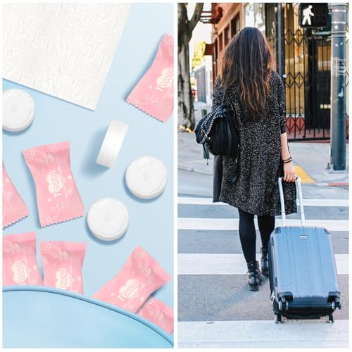 Classycoo Compressed Towel 100 PCS Mini Tablets Disposable Portable Face Towel Cotton Coin Tissue for Travel, Camping, Hiking, Sport,Beauty,Home Hand Wipes, Outdoor Activities (Rose Pink, Thick) - Image 4