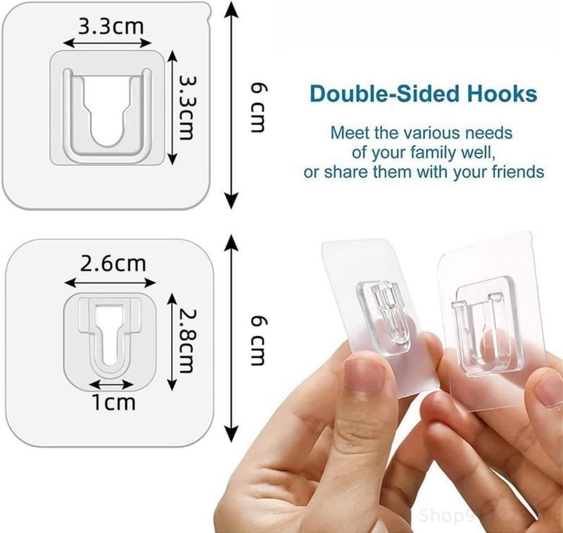 Double-Sided Adhesive Wall Hooks 10 Pairs, Waterproof and Oilproof Reusable Seamless Hooks, Heavy Duty Self-Adhesive Wall Hook for Kitchen Bathroom Office, Without Punching - Image 2