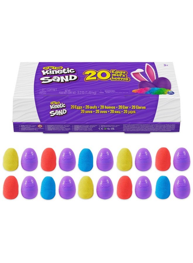 Kinetic Sand Kinetic Sand, 20-Pack Eggs with 3.3lbs Red, Yellow & Blue Play Sand for Egg Hunts, Party Favors & Goodie Bags, Sensory Toys for Kids Ages 3 and up  - Image 1