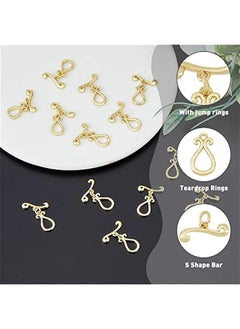 Generic 18K Gold Plated Brass Toggle Clasps for Jewelry Making - Teardrop T-Bar Closure - S Shaped Bar - 1.4mm Hole  - Image 3