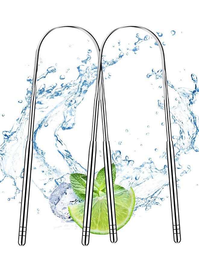 2 Pack U-Shaped Stainless Steel Tongue Scraper for Adults, Metal Tongue Cleaner, Professional Oral Hygiene Tool for Fresh Breath & Dental Care - Image 1