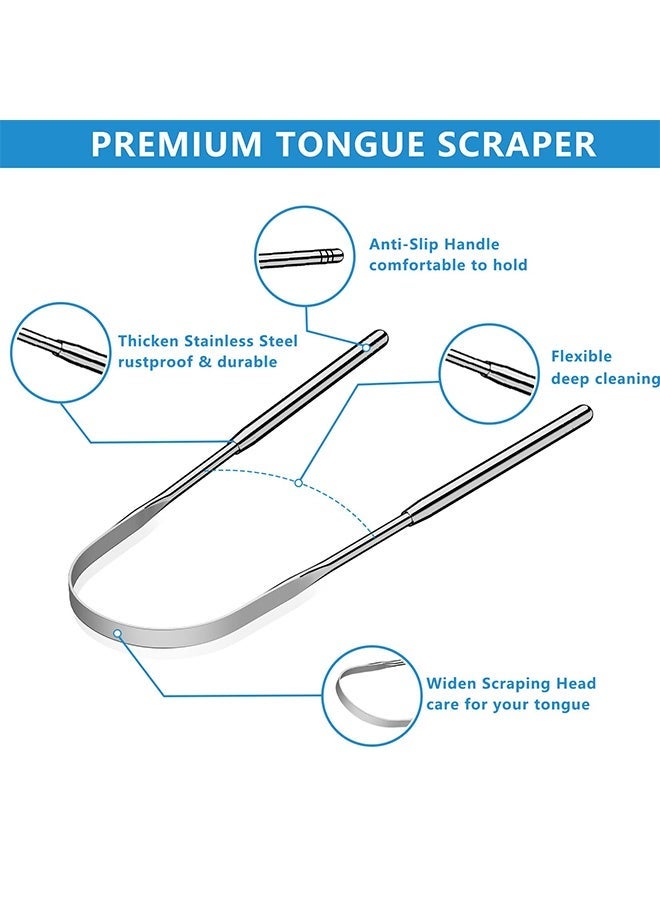 2 Pack U-Shaped Stainless Steel Tongue Scraper for Adults, Metal Tongue Cleaner, Professional Oral Hygiene Tool for Fresh Breath & Dental Care - Image 3