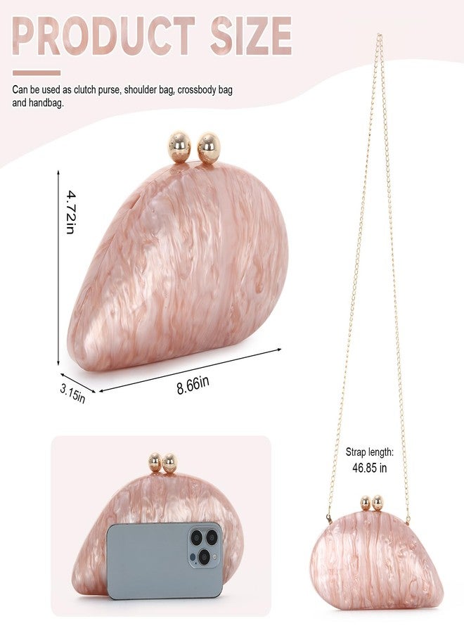 SUKUTU Acrylic Shell Shaped Bag Luxury Evening Clutch Bag Glitter Marble Handbag with Chain for Prom Wedding Party Cocktail - Image 5