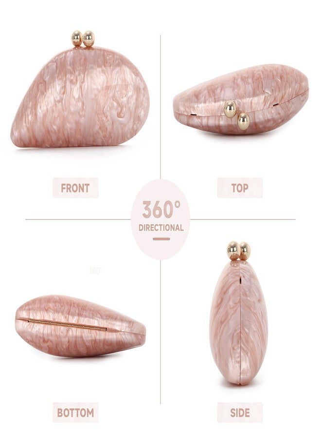 SUKUTU Acrylic Shell Shaped Bag Luxury Evening Clutch Bag Glitter Marble Handbag with Chain for Prom Wedding Party Cocktail - Image 4