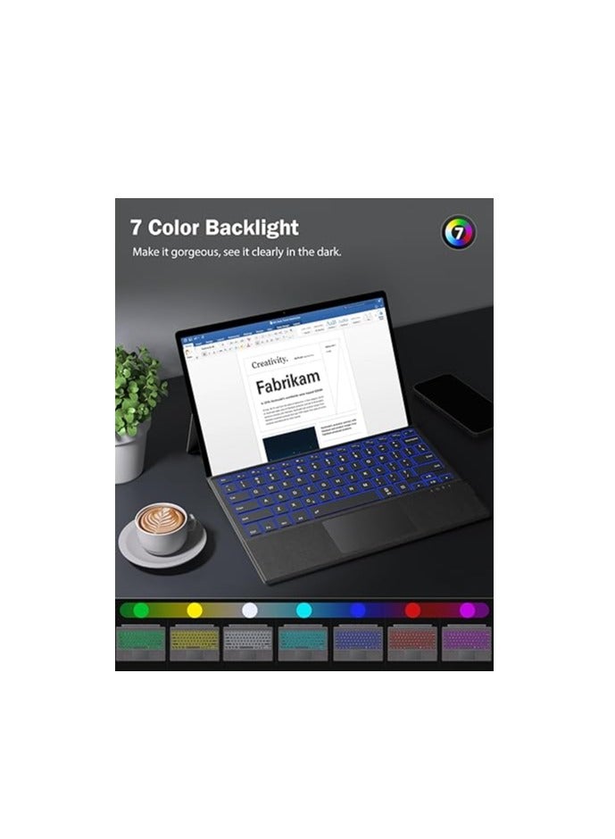 MoKo Type Cover Fit Microsoft Surface Pro 7 Plus (2021)/ Pro 7/ Pro 6/ Pro 5/Pro 4/Pro 3, Ultra-Slim Wireless Bluetooth Keyboard with Trackpad, 7-Color LED Backlit, Built-in Rechargeable Battery, Gray - Image 3