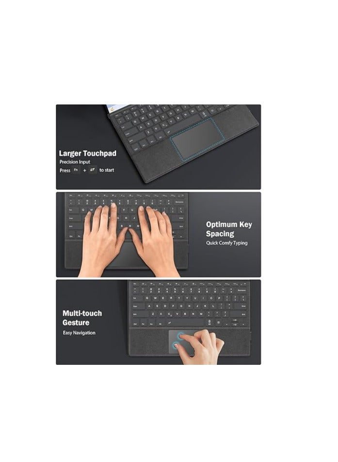 MoKo Type Cover Fit Microsoft Surface Pro 7 Plus (2021)/ Pro 7/ Pro 6/ Pro 5/Pro 4/Pro 3, Ultra-Slim Wireless Bluetooth Keyboard with Trackpad, 7-Color LED Backlit, Built-in Rechargeable Battery, Gray - Image 4