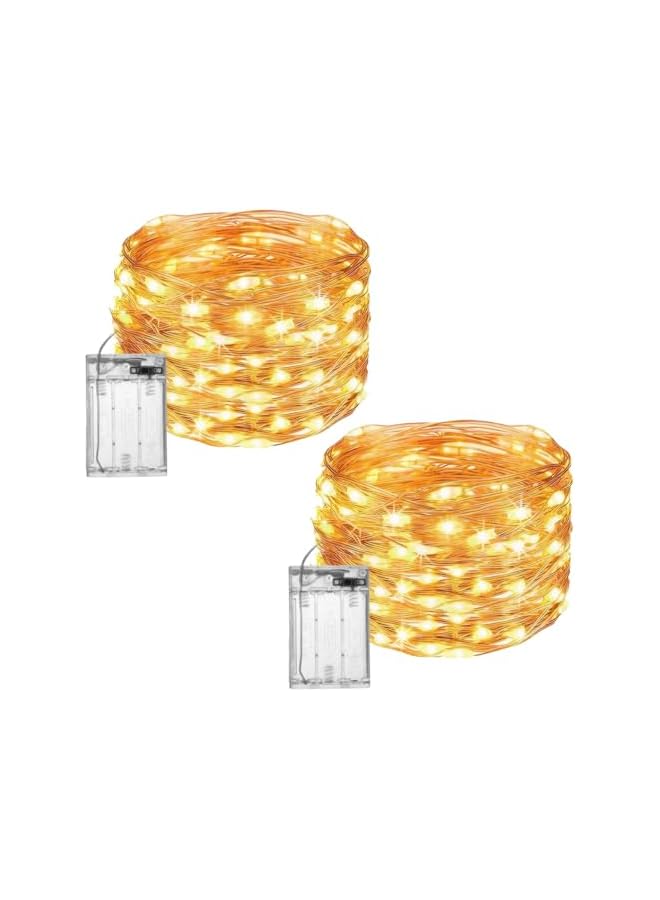 The Bros [2 Pack] Fairy Christmas Diwali Lights Battery Operated, 10M/33ft/100 LED Warm White String Light, Waterproof Battery Case, Indoor Lights for Xmas Tree Wedding,Party Events Garden Spring Decoration  - Image 2