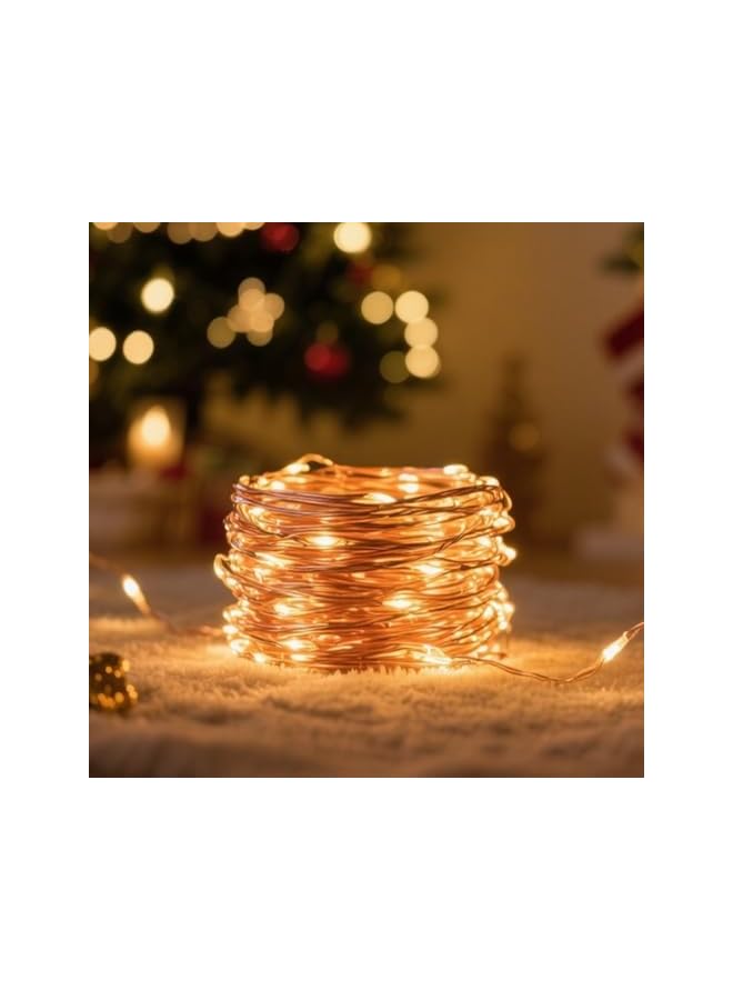 The Bros [2 Pack] Fairy Christmas Diwali Lights Battery Operated, 10M/33ft/100 LED Warm White String Light, Waterproof Battery Case, Indoor Lights for Xmas Tree Wedding,Party Events Garden Spring Decoration  - Image 4